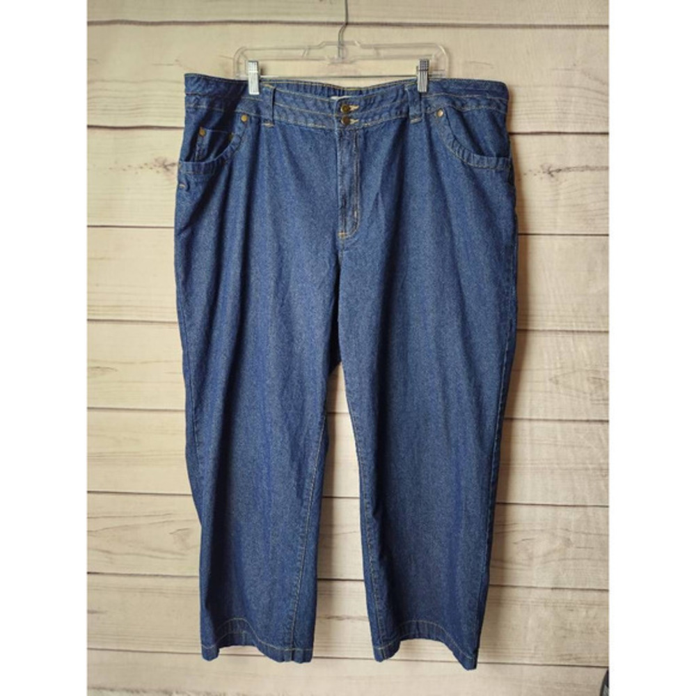Woman Within Womens Cropped Jeans Blue Pockets Medium Wash High Rise Petites 24W